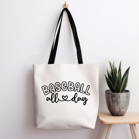 Discover Baseball All Day Tote Bag Baseball Mom Bag Gift for Moms 3 sizes Baseball Mom Gift Baseball mom life bag Mother's Day Gift