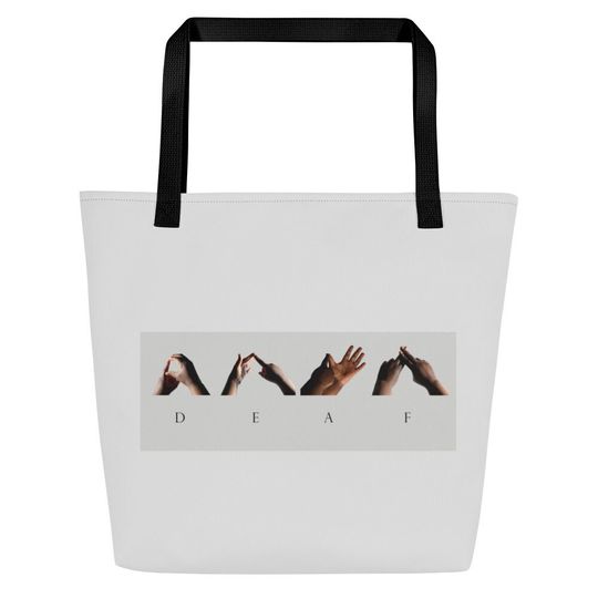 Discover Personalise Sign Language Fingerspell & English - Large Tote Bag