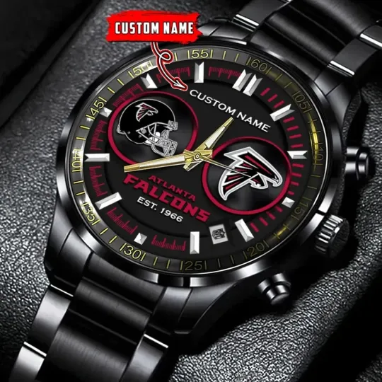 Discover Atlanta Football Falconss Team Black Stainless Steel Watch