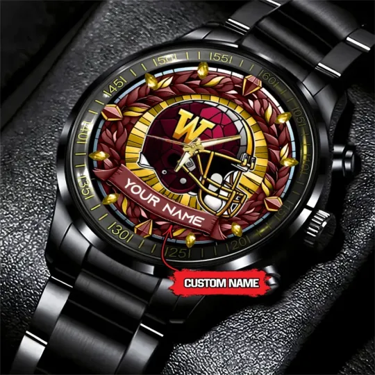 Discover Washington Football Commanderss Team Black Stainless Steel Watch