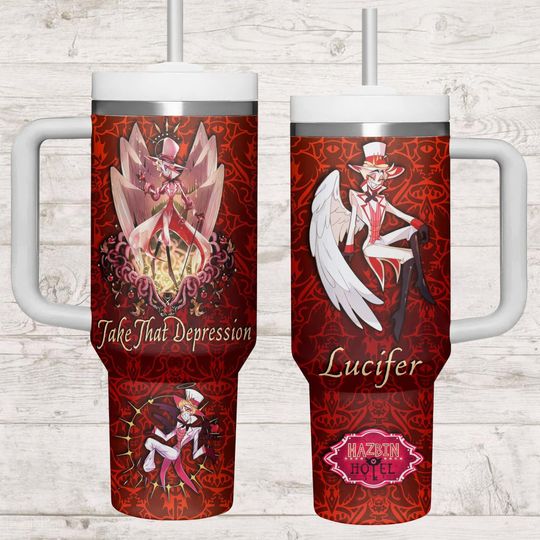 Haz.bin Hotel Lucifer 40oz Tumbler, Hazbin Hotel Insulated Tumbler, Lucifer Drinkware Tumbler, Gift For Fans