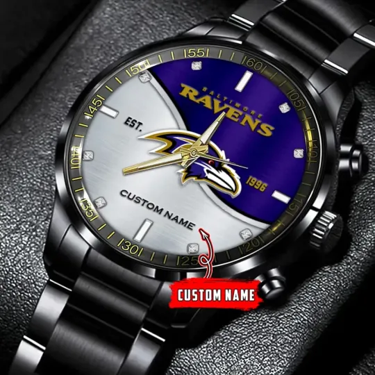 Discover Baltimore Football Ravenss Black Stainless Steel Watch