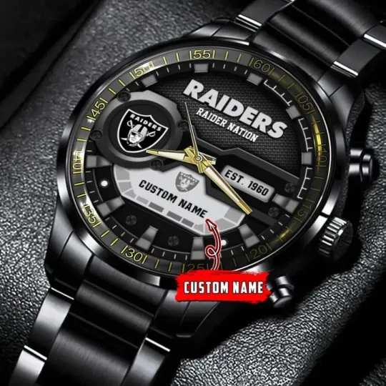 Discover Personalized Las Vegas Football Team Raiderss  Black Stainless Steel Watch