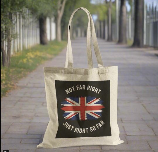 Discover Not Far Right Tote Bag, ideal for Marches, protests or simply for shopping