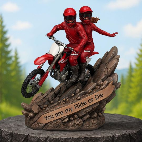 Discover Personalized Motocross Dirt Bike Couple Shaped Acrylic Plaque, Wedding Anniversary Gift, Valentine Day Gift For Couple