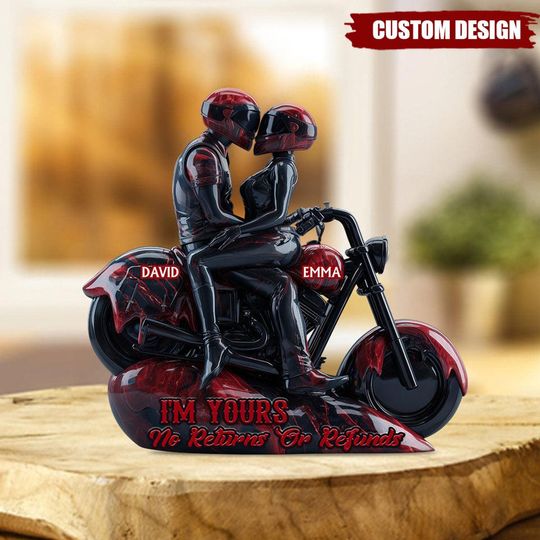 Discover Personalized Motorcycle Biker Couple Shaped Acrylic Plaque, Custom Name Couple Plaque, Wedding Anniversary Gift