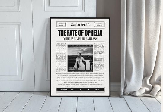 Discover Swift The Fate of Ophelia Newspaper Music Poster