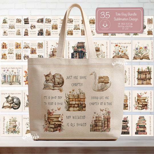 Discover Watercolor Book Stack : Vintage Floral Cat Tote Bag Design