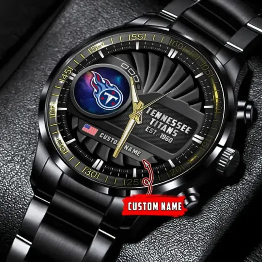 Discover Personalized Tennessee Football Team Titanss  Black Stainless Steel Watch