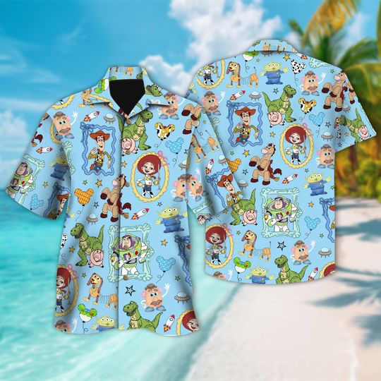 Disney Toy Story Balloons Hawaiian Shirt, Disney World Toy Story Button Up,Toy Story Disney Family Shirt, Woody Buzz Lightyear Disney Shirt