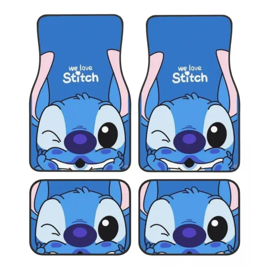 Discover Lilo Stitch and Angel Car Floor Mats Full Set Anti-Slip Universal Car Mats