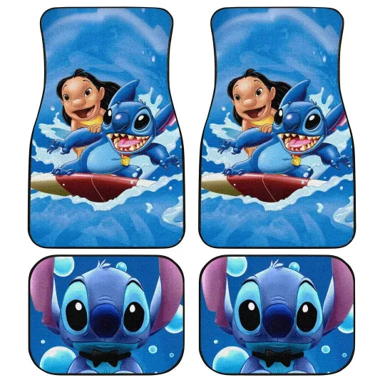 Discover Stitch & Lilo Car Floor Mats Set Disney Print Universal Fit