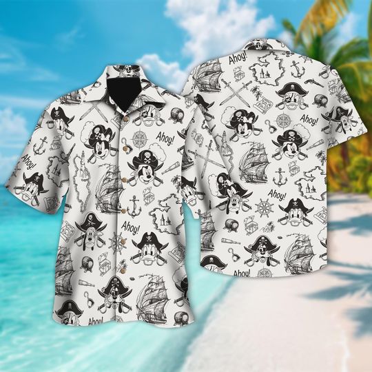 Discover Disney Cruise Pirates Shirt, Disney Caribbean Vacation Hawaiian Shirt, Pirates Of Caribbean Shirt, Mickey and Friends Pirate Hawaiian Shirt
