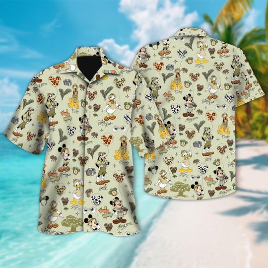 Discover Disney Mickey And Friends Leopard Balloon Animal Kingdom Button Up, Disney Safari Mode Hawaiian Shirt, 2026 Family Trip Shirt, Magic Kingdom