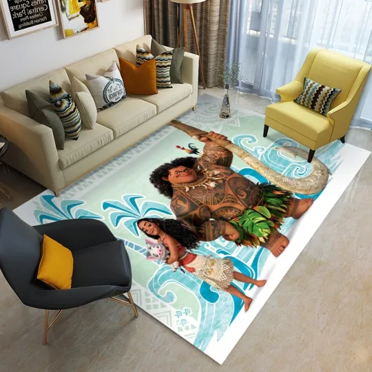 Discover Disney Princess Moana Foldable Rectangular Floor Mat Rug Anti-Skid Carpet