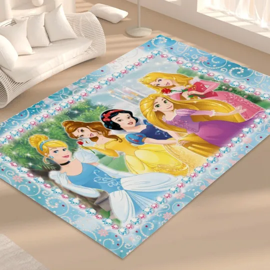 Discover Disney Princess Stars Print Foldable Rectangular Floor Mat Rug Anti-Skid Carpet