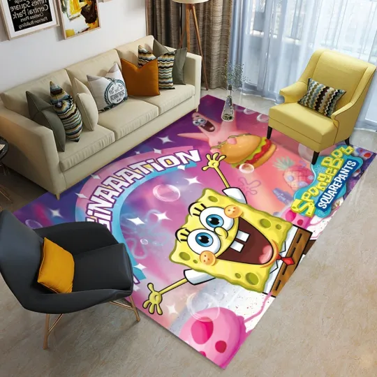 Discover SpongeBob Imagination Foldable Rectangular Floor Mat Rug Anti-Skid Carpet