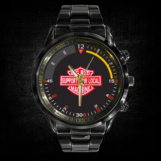 Discover Harley  Big Red Machine Metal black watch mens high quality wristwatch free box