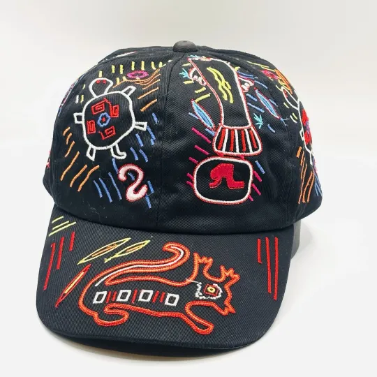 Vintage Chicos Embroidered Hat Strapback Colorful Animals Nature AOP