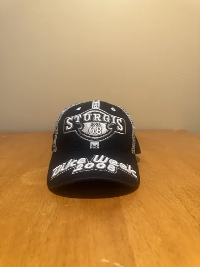 Sturgis Biker Design 2008 Bike Week Motorcycle AOP Strapback Hat Cap Black