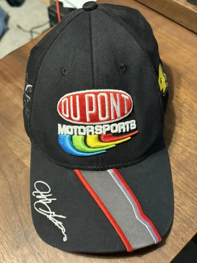Vintage Jeff Gordon 24 Hat Cap All Over Print Fitted Nu Fit Du Pont Racing Chase