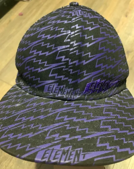 Discover Element New Era 59Fifty Hat Lightening Bolt Logo AOP Black/Purple Cap 7 1/8