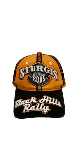 Vintage Black Hills Rally Sturgis Hat Cap Motorcycle Orange AOP 2005 Y2K