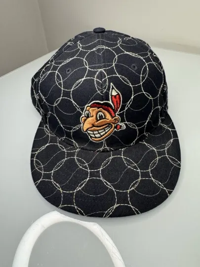 Discover Twins Enterprise Cooperstown Collection Cleveland Indians AOP Hat Cap Size 7 1/2