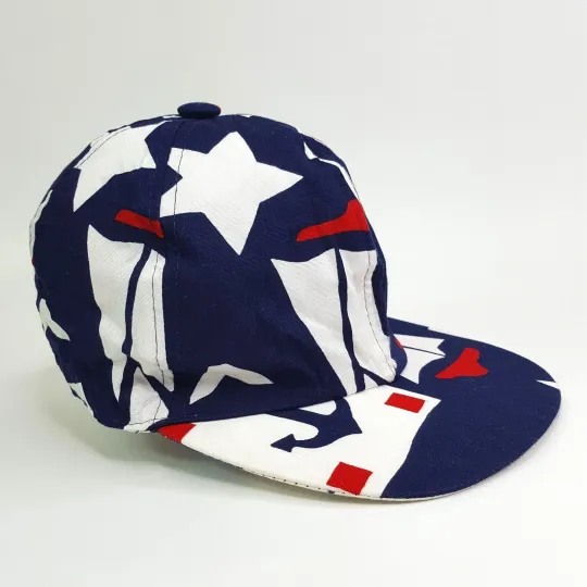 Discover VTG 90s Nautical Stars Reversible USA Made Art Stretch Hat Boat Baseball Cap