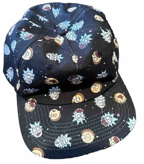Rick And Rickandmorty Hat Cap Snap Back Black AOP Allover Print One Size Bioworld