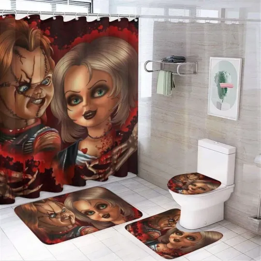 Bride of Chucky Shower Curtain and Toilet Seat Cover Set