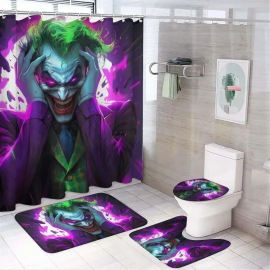 Discover Joker Shower Curtain Set, Joker Toilet Seat Cover Set