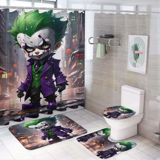 Joker Shower Curtain Set, Joker Toilet Seat Cover Set