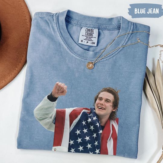 Discover Comfort Colors Jack Hughes Usa Gold Hockey T-Shirt, American Hockey Pride Tee, Patriotic Hockey Fan Gift