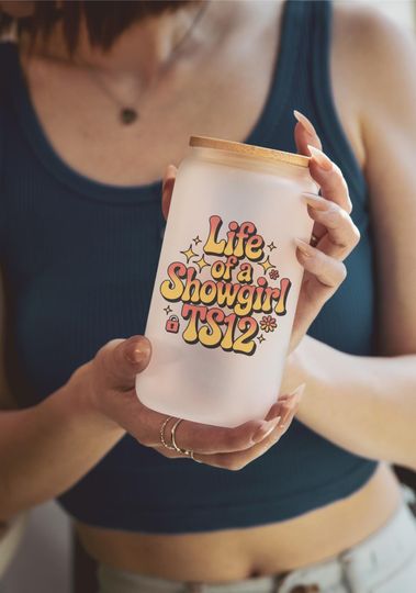 Discover Glam Life 16 oz Frosted Glass Tumbler with Bamboo Lid & Straw | Aesthetic Reusable Iced Coffee Cup