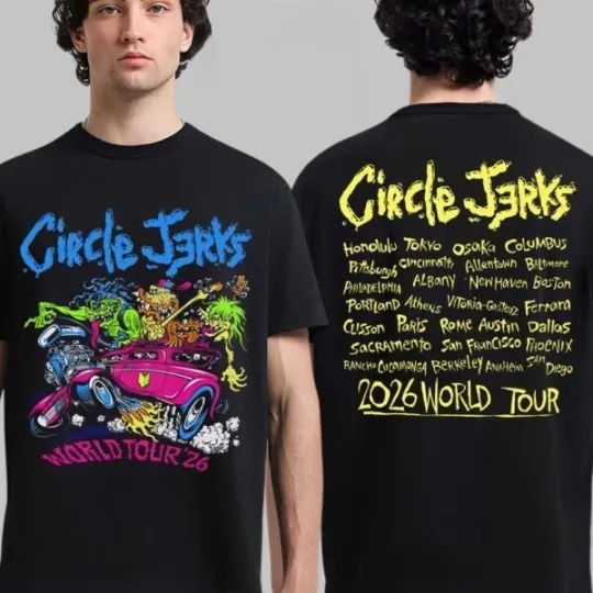 Circle Jerks Pizz Hot Rod 2026 World Tour Merch Two Sided T-Shirt