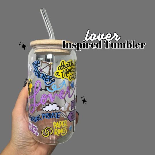 Discover lover - taylor version Inspired Tumbler - Hand Drawn Design - 16 onz Glass Tumbler