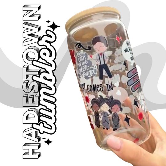 Discover Hadestown Inspired Tumbler - New Hand Drawn Design - 16 onz Glass Tumbler