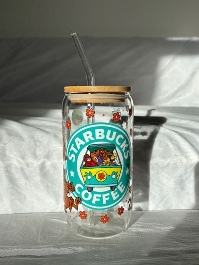 Discover Scooby Doo Glass Tumbler | 16oz | Cofee/ Tea/ Smoothies Drinks