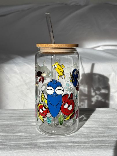 Discover Dory Glass Tumbler | 16oz | Cofee/ Tea/ Smoothies Drinks