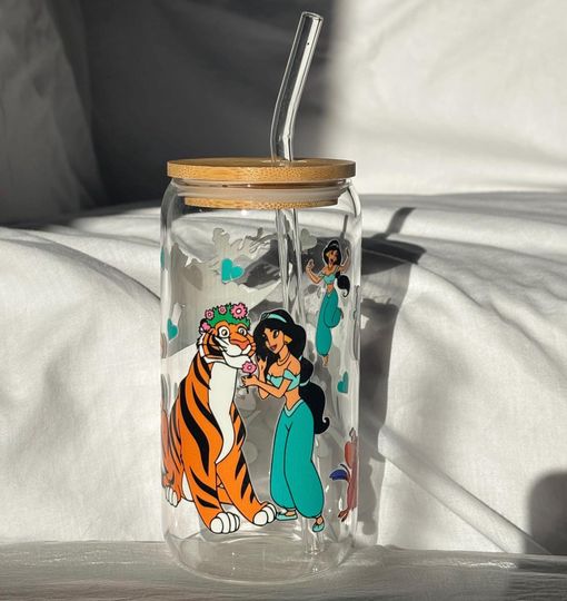 Discover Princess Glass Tumbler | 16oz | Cofee/ Tea/ Smoothies Drinks