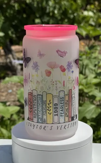 Discover NEW Taylors Version 16oz Frosted Can Glass Tumbler taylor version Swift