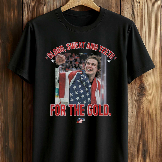 Discover Jack Hughes USA Blood, Sweat, and Teeth For The Gold Shirt