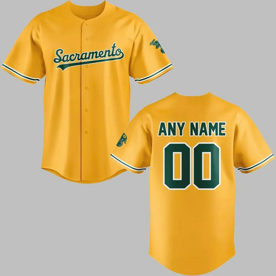 Personalized Athletics 2026 Sacramento Gold Baseball Jersey