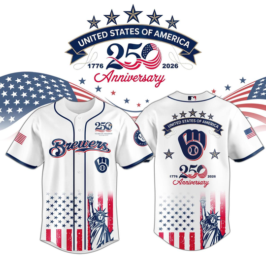 Milwaukee Brewers USA 250th Anniversary 1776-2026 Baseball Jersey