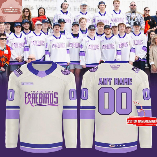 Discover Coachellla Valley Firebirds x Cancer Awareness Night 2026 Personalized Hockey Jersey