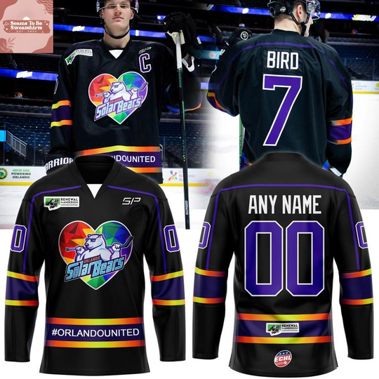 Discover Orlando Solar Bears Rainbow Heart For Fan 2026 Personalized Hockey Jersey