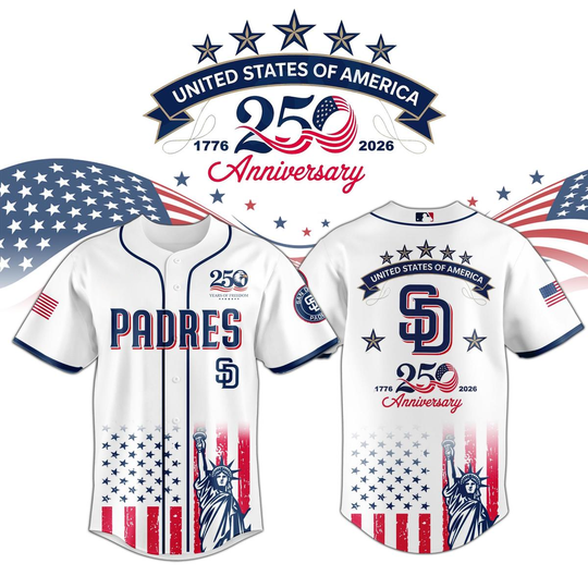 Discover San Diego Padres USA 250th Anniversary 1776-2026 Baseball Jersey