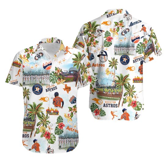 Houston Team Astros  Funny Baseball Hawaiian Shirt, Multi-Size Available, Short Sleeve Button Shirt, Gift For Dad, Summer Vacation Shirt