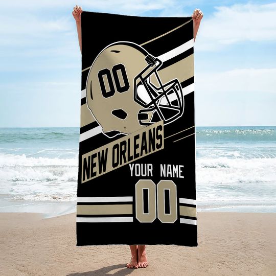 New Orleans Football Personalized Beach Towel,New Orleans Football Towel,Retro Saint Football Towel,Sunday Football BFB11